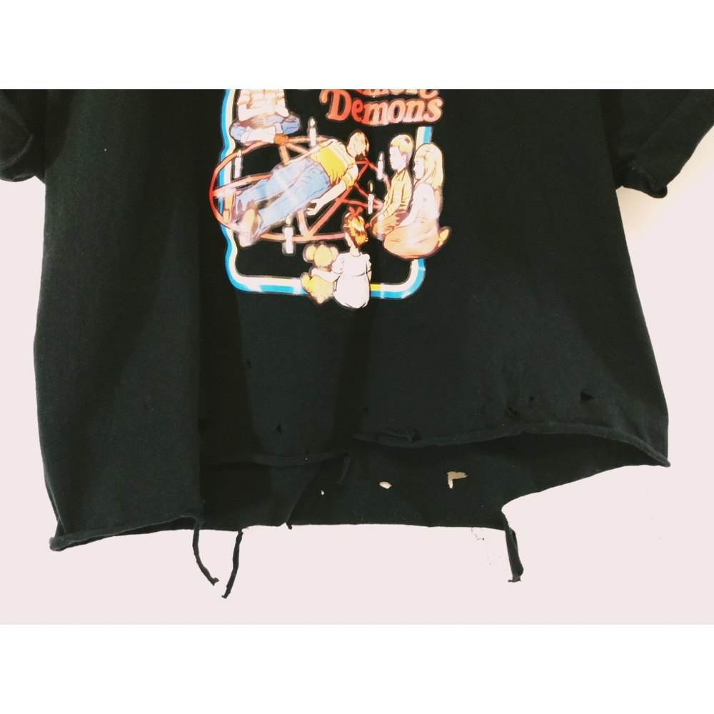 SOLD "Let's Summon Demons" Distressed Crop Top - Picture 3 of 4